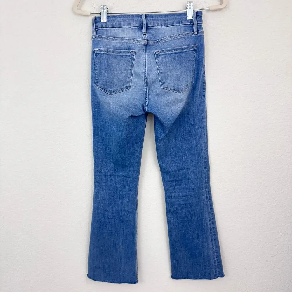 Frame Womens Le Crop Mini Boot Jeans Size 25 Raw Hem Stretch Casual Blue Europa - Picture 5 of 11